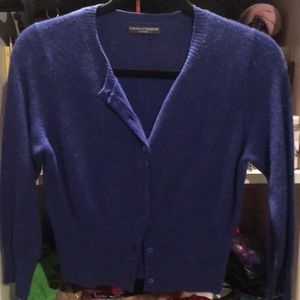 Blue Cashmere Button Up Cardigan